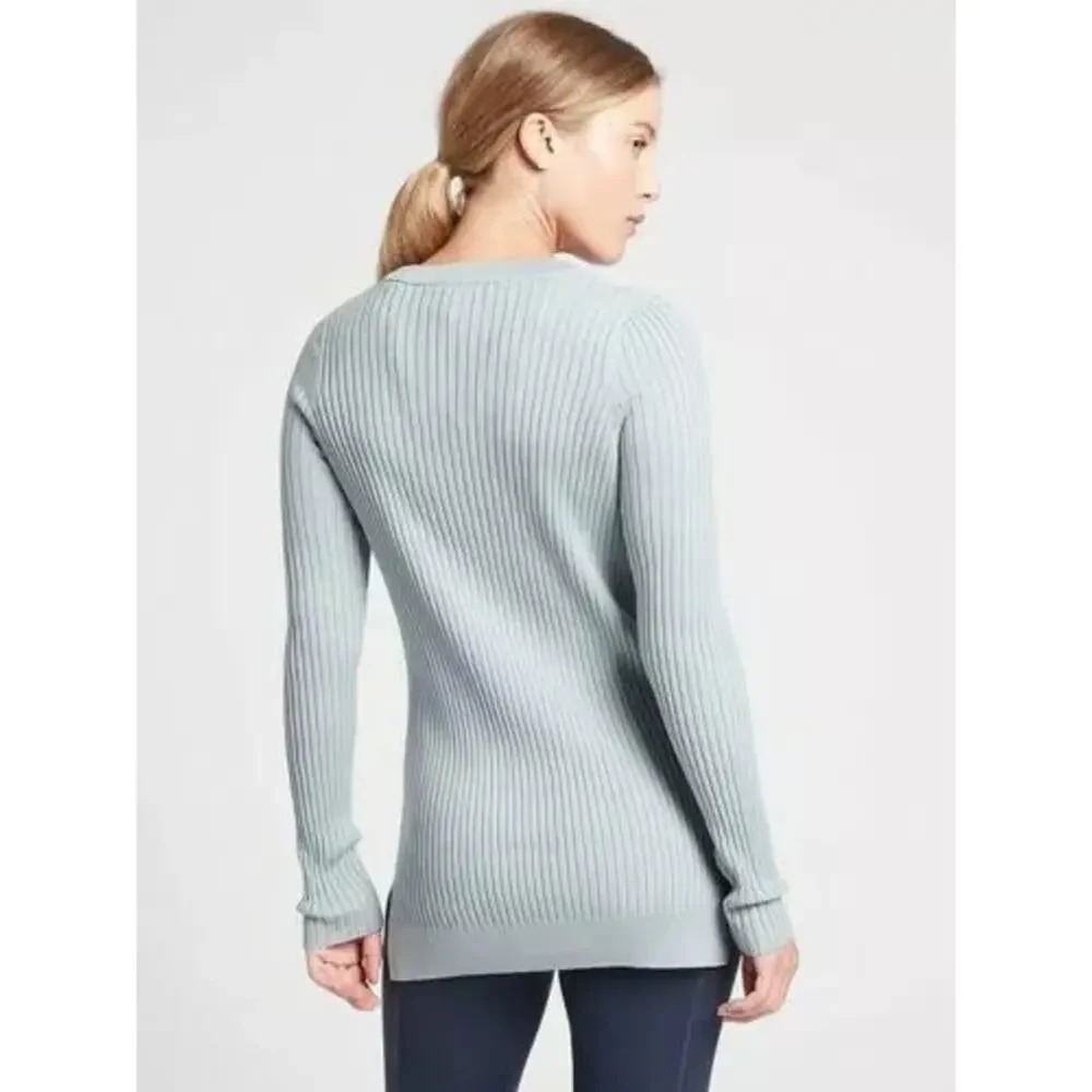Athleta Women's XL Lincoln Park Blue Long Sleeve Tunic Ribbed Pullover Sweater - Picture 3 of 6